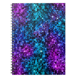 Ocean Glamour Blue and Pink Glitter Notebook