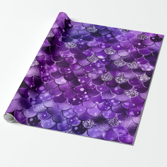 Ocean Glamour Colourful Fish Scales Pattern Wrapping Paper (Unrolled)