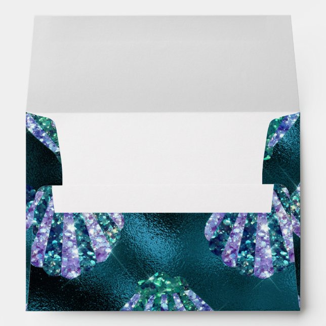 Ocean Glamour Colourful Oyster Pattern Envelope (Back (Bottom))
