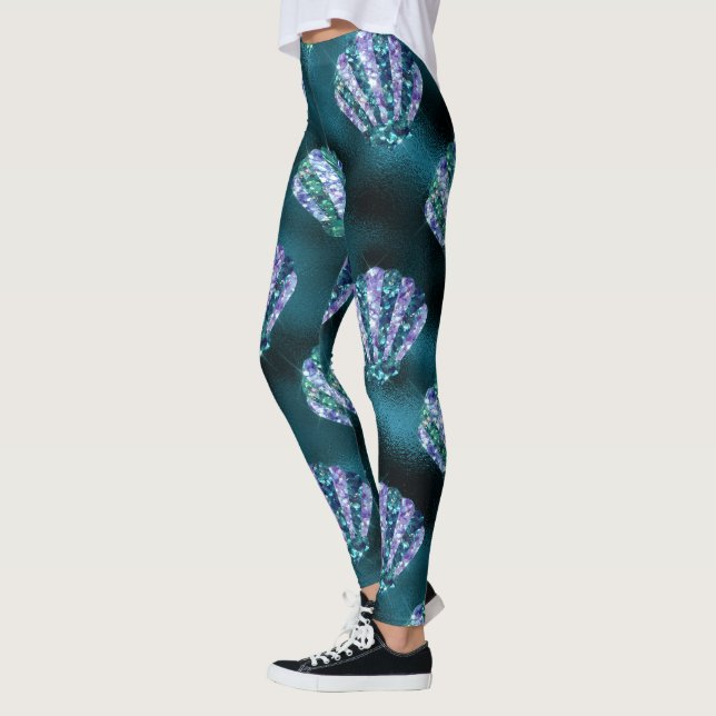 Ocean Glamour Colourful Oyster Pattern Leggings (Left)