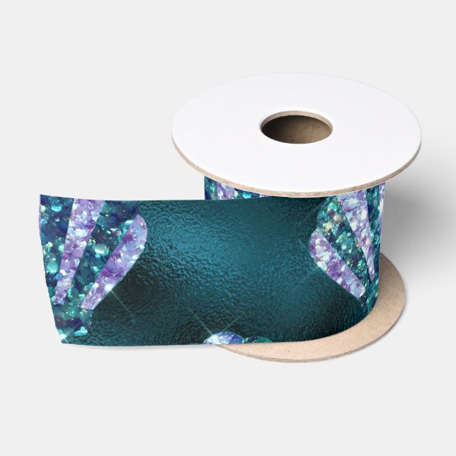 Ocean Glamour Colourful Oyster Pattern Satin Ribbon (Spool)