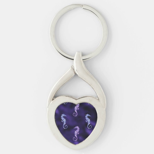 Ocean Glamour Colourful Sea Horse Pattern Key Ring (Front)