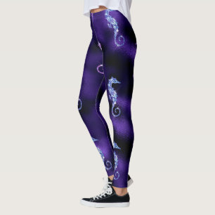 Ocean Glamour Colourful Sea Horse Pattern Leggings