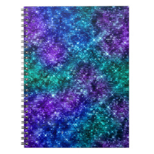 Ocean Glamour Metallic Blue Purple & Green Glitter Notebook