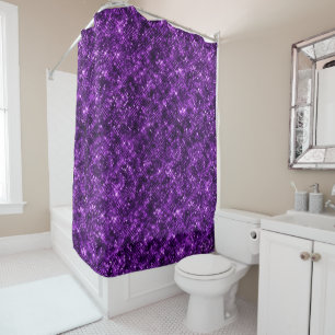Ocean Glamour Metallic Deep Purple Shimmer Glitter Shower Curtain