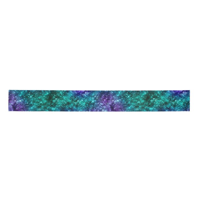 Ocean Glamour Purple and Teal Glitter Satin Ribbon (Front)