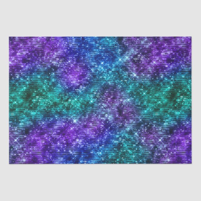 Ocean Glamour Purple and Teal Glitter Tissue Paper (Front)