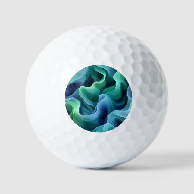 Ocean Glow Abstract Gradient Waves Pattern Golf Balls (Front)