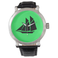 Ocean Glow_Black-on-Green Clipper Ship