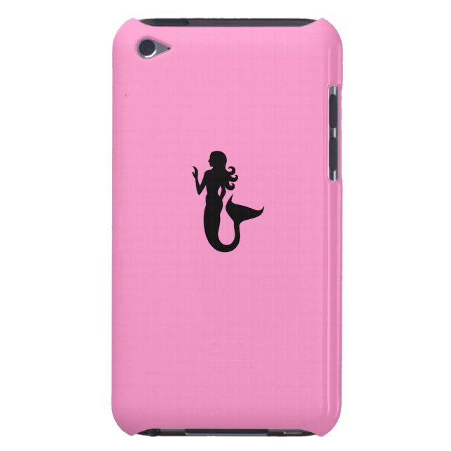 Ocean Glow_Black-on-Pink Mermaid Barely There iPod Case (Back)