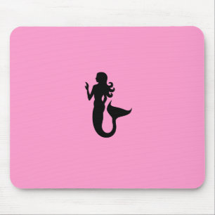 Ocean Glow_Black-on-Pink Mermaid Mouse Mat