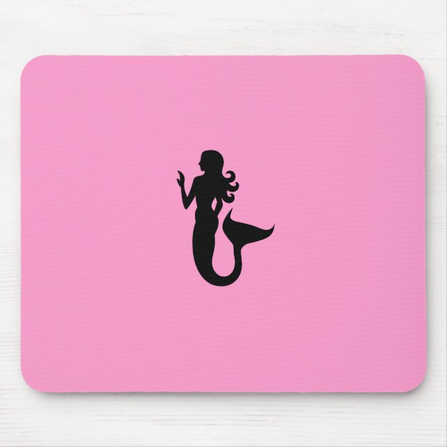Ocean Glow_Black-on-Pink Mermaid Mouse Mat (Front)