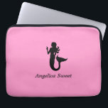 Ocean Glow_Black-on-Pink Mermaid_personalized Laptop Sleeve<br><div class="desc">To personalize it,  just add your name in the available template field,  and you're done. If you're feeling creative,  you can also change the size,  placement,  color,  and even the number of mermaids.  Just click  "Customize it" and let the fun begin!</div>