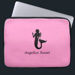 Ocean Glow_Black-on-Pink Mermaid_personalized Laptop Sleeve<br><div class="desc">To personalize it,  just add your name in the available template field,  and you're done. If you're feeling creative,  you can also change the size,  placement,  color,  and even the number of mermaids.  Just click  "Customize it" and let the fun begin!</div>