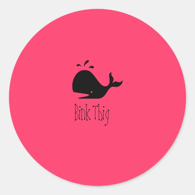 Ocean Glow_black-on-red Whale "Bink Thig" Classic Round Sticker (Front)