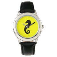 Ocean Glow_Black-on-Yellow Seahorse