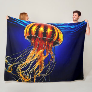 Ocean Glow Jelly Design Fleece Blanket