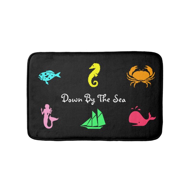 Ocean Glow_nautical themed_aquarium style Bath Mat (Front)