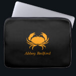 Ocean Glow_Orange on Black Crab_personalized Laptop Sleeve<br><div class="desc">Show off your crush on crusty crustaceans with our eye-catching, Ocean Glow, maritime icons, fully-customisable Orange on Black Crab Crab super stylish, travel-friendly, 100% neoprene laptop sleeve. To personalise it, just add your name in the available template field, and you're done. If you're feeling creative, you can also change the...</div>