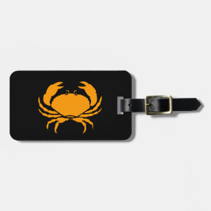 Ocean Glow_Orange on Black Crab_personalized Luggage Tag