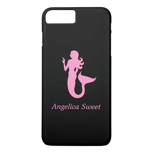 Ocean Glow_Pink-on-Black Mermaid_personalized Case-Mate iPhone Case (Back)