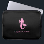 Ocean Glow_Pink-on-Black Mermaid_personalized Laptop Sleeve<br><div class="desc">To personalize it,  you add your name in the available template field,  and you're done. If you're feeling creative,  you can also change the size,  placement,  color,  and even the number of mermaids.  Just click  "Customize it" and let the fun begin!</div>
