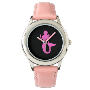 Ocean Glow_Pink-on-Black Mermaid Watch