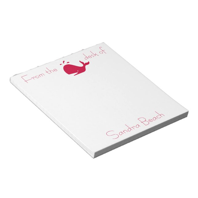 Ocean Glow_Red Whale personalised Notepad (Angled)