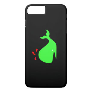 Ocean Glow_Spouty Whale_Bright Green, Red on black iPhone 8 Plus/7 Plus Case