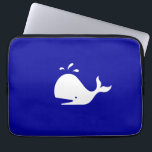 Ocean Glow_White-on-Blue Whale Laptop Sleeve<br><div class="desc">It's no fluke! If you're feeling creative,  you can change the size and position of whale,  or the background colour.  Just click "Customise it" and let the fun begin!</div>