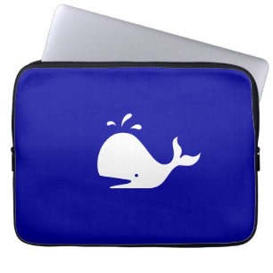 Ocean Glow_White-on-Blue Whale Laptop Sleeve