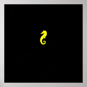 Ocean Glow_Yellow Seahorse Poster