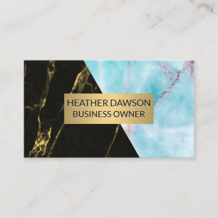 Ocean Granite   Black Gold Marble Business Card