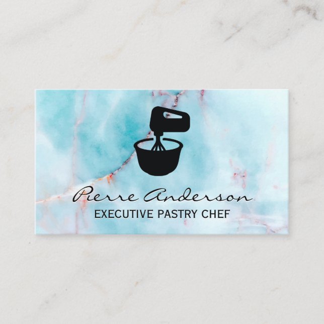 Ocean Granite Marble Mixing Bowl Background Loyalty Card (Front)