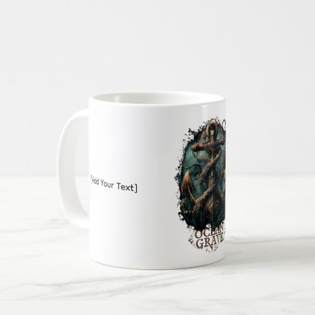 Ocean Grave Kraken Anchor Dark Fantasy Coffee Mug (Front Left)