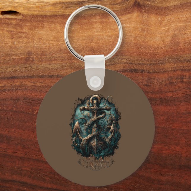 Ocean Grave Kraken Anchor Dark Fantasy  Key Ring (Front)