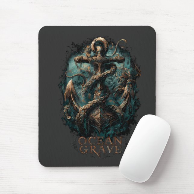 Ocean Grave Kraken Anchor Dark Fantasy Mouse Mat (With Mouse)
