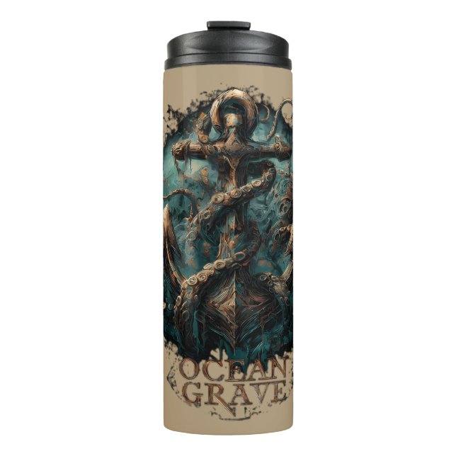 Ocean Grave Kraken Anchor Dark Fantasy Thermal Tumbler (Front)