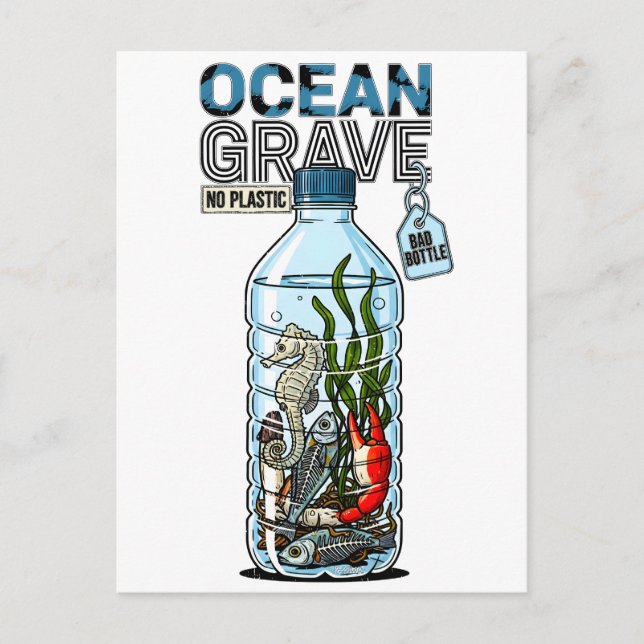 Ocean Grave Ocean in a Plastic Prison Postcard (Front)