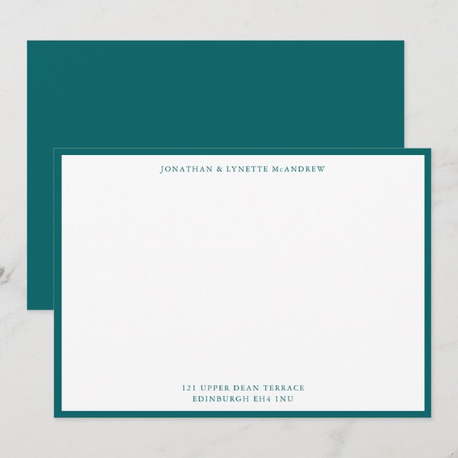 Ocean Green Classic Border Flat Note Card (Front/Back)