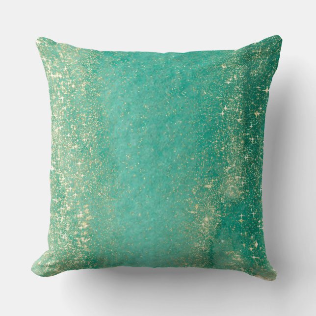 Ocean green golden marble  cushion (Front)