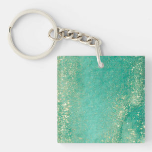Ocean green golden marble key ring
