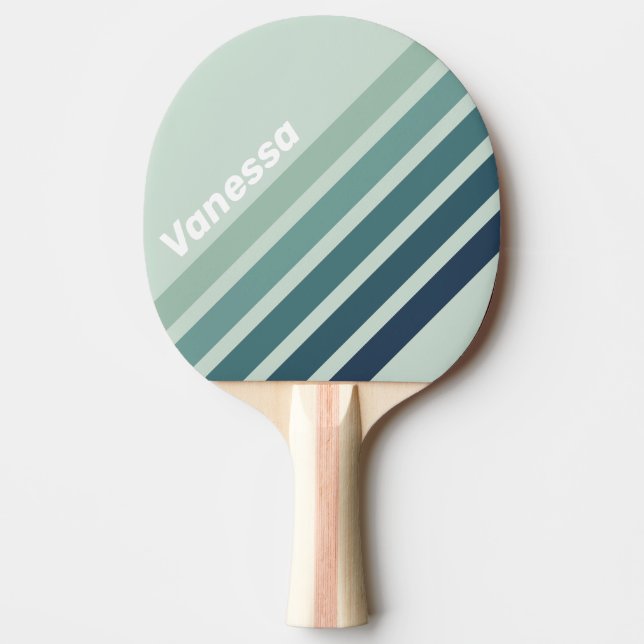 Ocean Green Nostalgic Angled Striping with Name Ping Pong Paddle (Front)