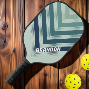 Ocean Green Nostalgic Vintage Chevron Fade Name Pickleball Paddle