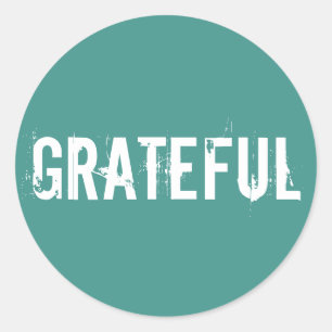 Ocean green with white grateful text classic round sticker