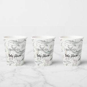 Ocean Grey Whales Baby Shower Paper Cups