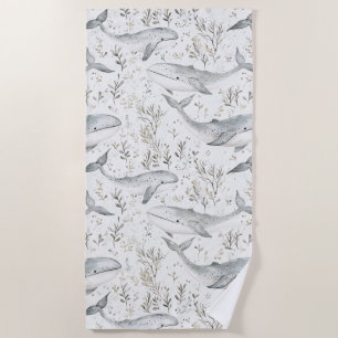 Ocean Grey Whales Beach Towel