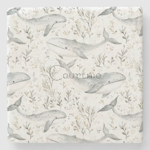 Ocean Grey Whales Stone Coaster