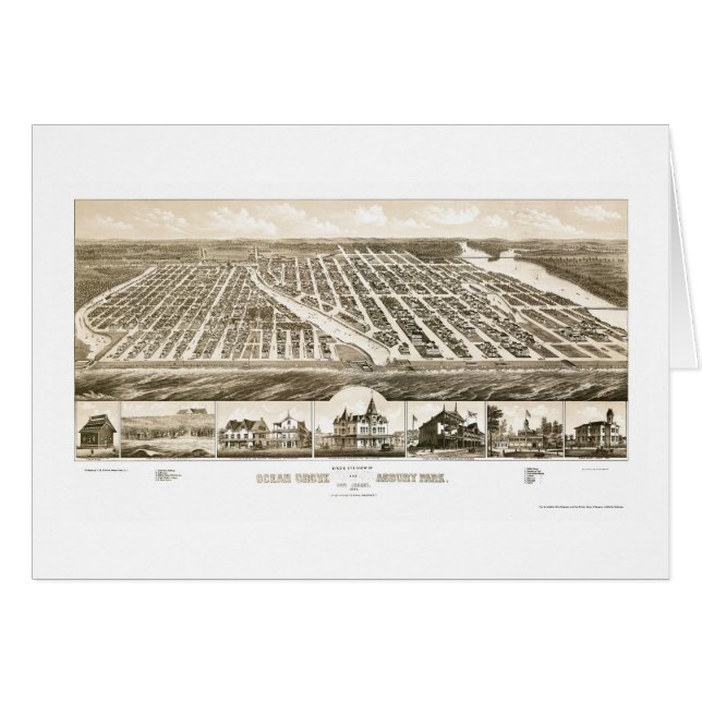 Ocean Grove & Asbury Park, NJ Panoramic Map - 1881 (Front Horizontal)