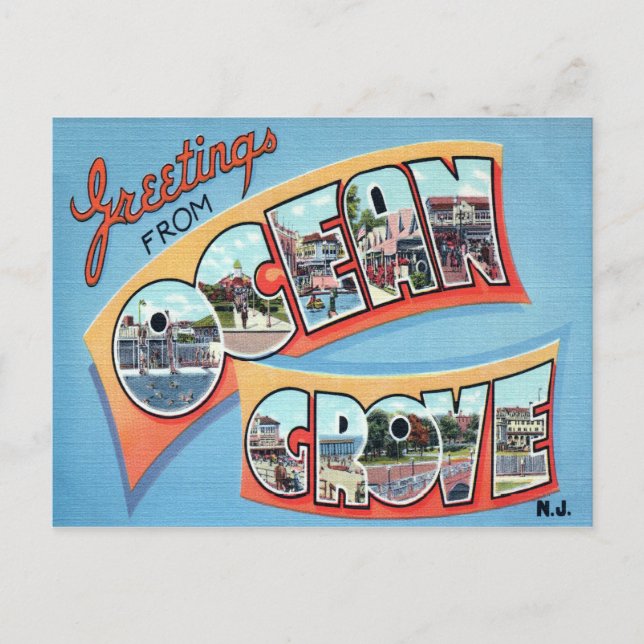 Ocean Grove New Jersey Large Letter Postcard (Front)
